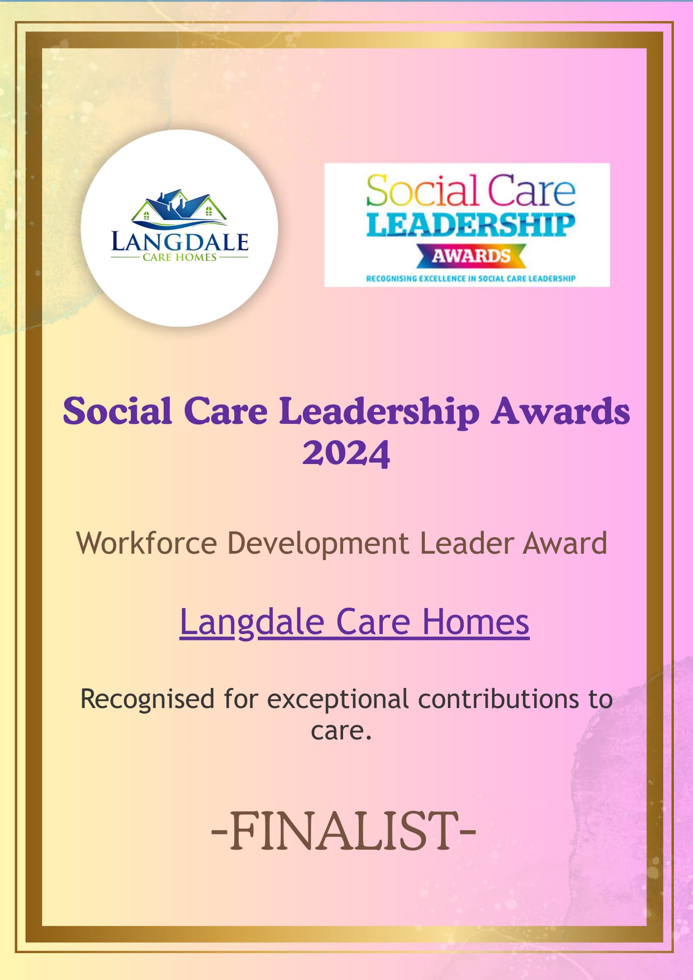 LangdaleCareHomes_WorkforceDevelopmentFinalist_SocialCareLeadership2024